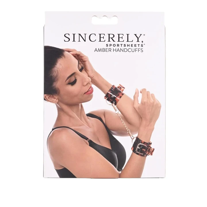 Kajdanki do bondage SPORT SHEETS z bursztynowymi akcentami, regulowane, stylowe