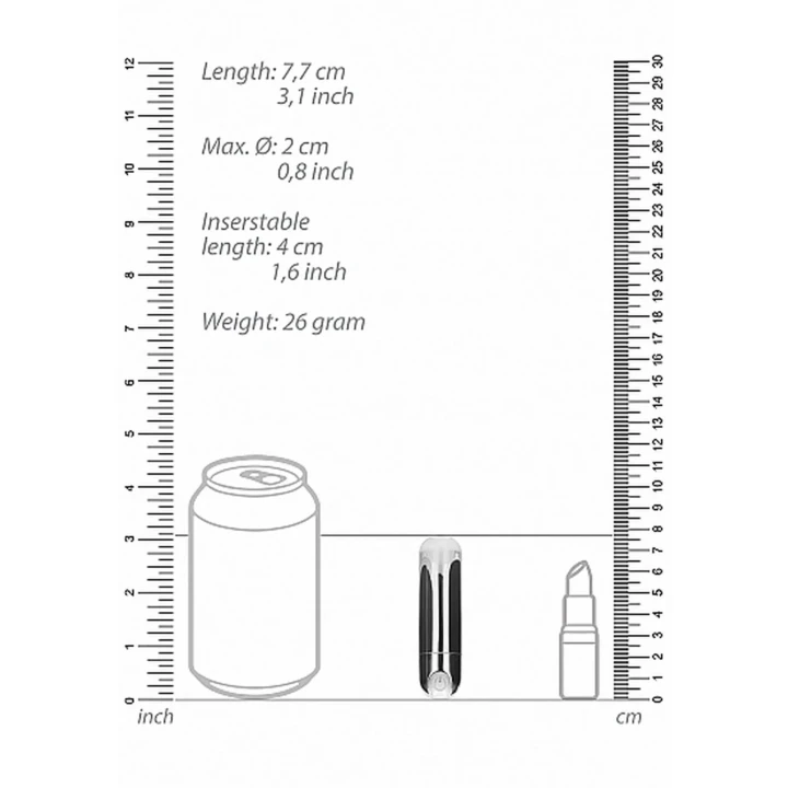 Wibrator pociskowy 10-biegowy, ładowany USB, wodoodporny, srebrny, cichy