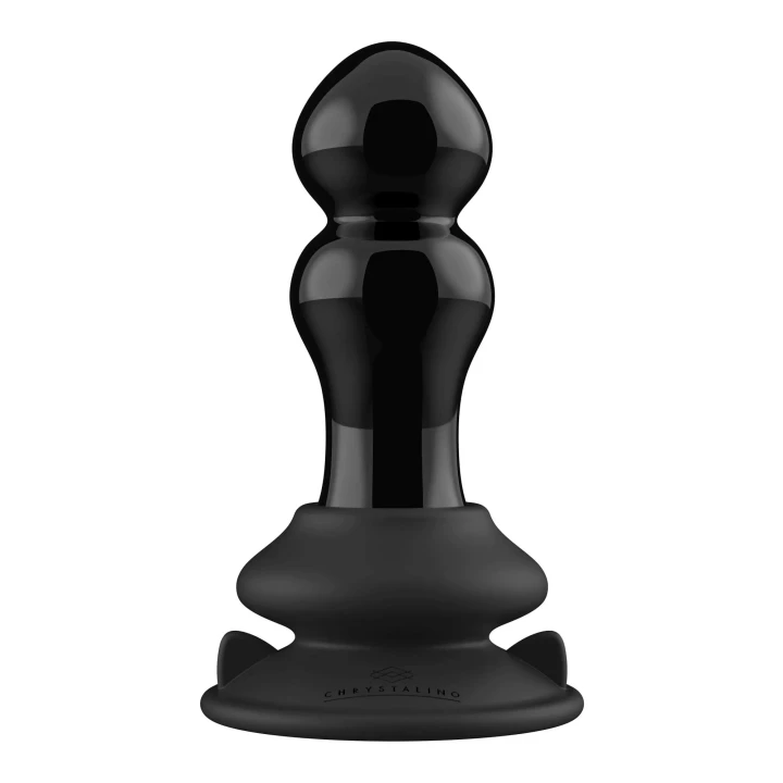 Wibrator szklany z przyssawką i pilotem – 10 prędkości, czarny, Rimly