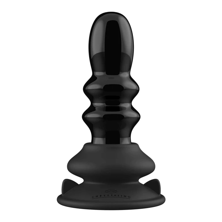 Wibrator szklany Cristalino z przyssawką, pilotem i 10 prędkościami - czarny