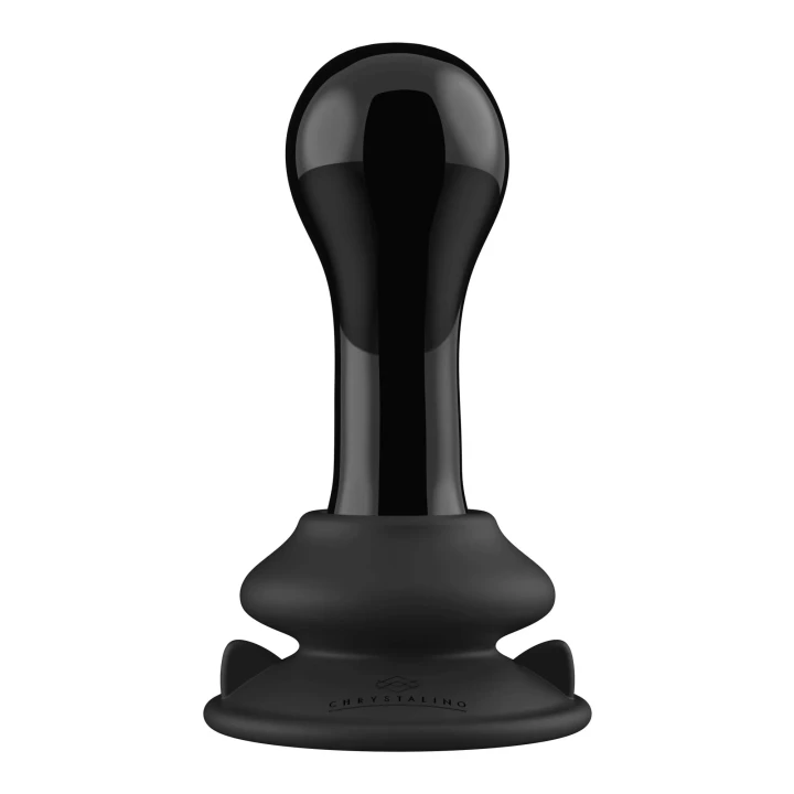 Wibrator szklany z przyssawką i pilotem, 10 prędkości, czarny, 9,4 cm