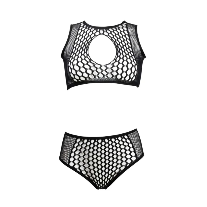 Zmysłowy komplet bielizny z wycięciem keyhole - Duo Net Bra Set w rozmiarze uniwersalnym