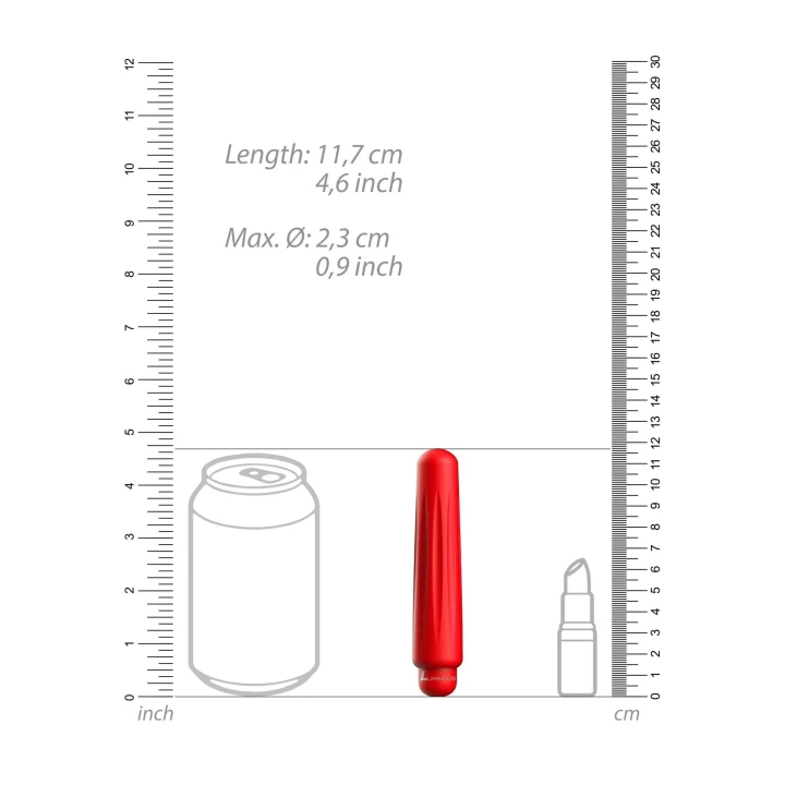 Wibrator pociskowy, ergonomiczną nasadką, 10 prędkości, z ABS i silikonem, czerwony