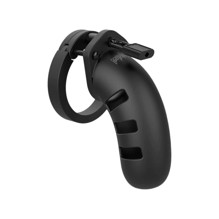 Czarna silikonowa klatka na penisa Model 21 - Chastity 4.5