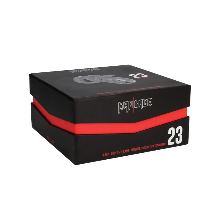 Klatka chastity Model 23 - 2.5'' / 6,5 cm - czarna, regulowana, silikonowa