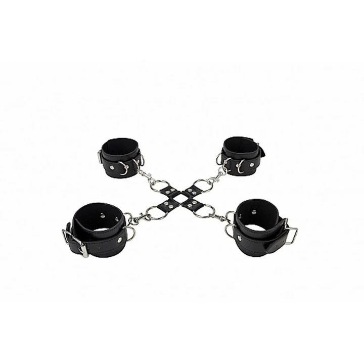 Leather Hand And Legcuffs - Black