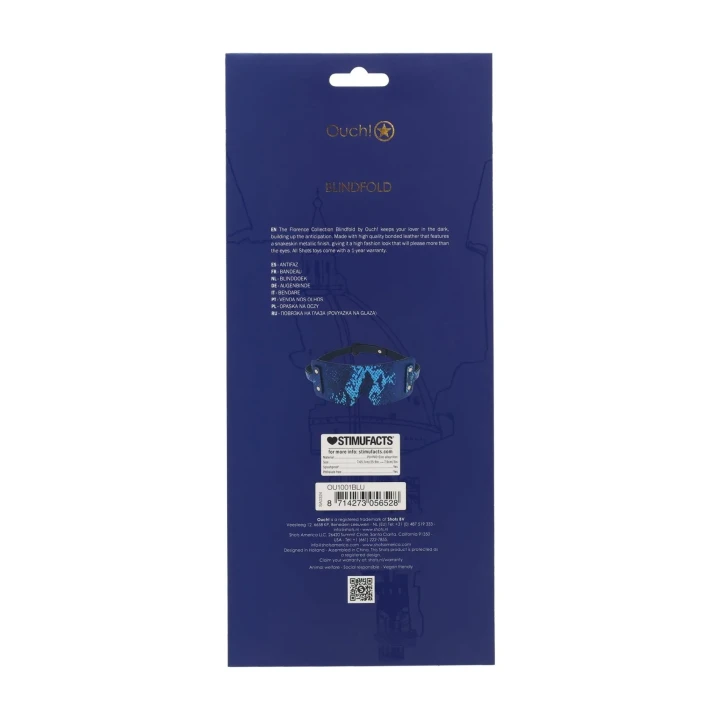 Ekskluzywna opaska na oczy z kolekcji Florence - Skórzana, Niebieska, Luksusowa