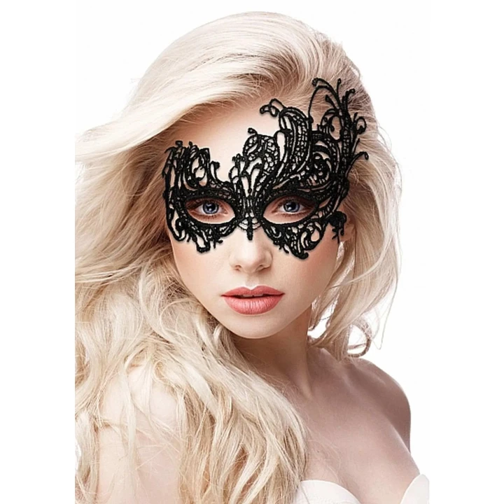 Elegancka czarna koronkowa maska wenecka – Royal Black Lace Mask