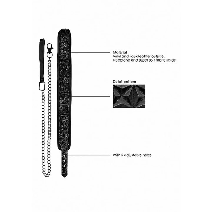 Luksusowa obroża z smyczy dla psa - czarna, neoprenowa, regulowana, 52,5 cm