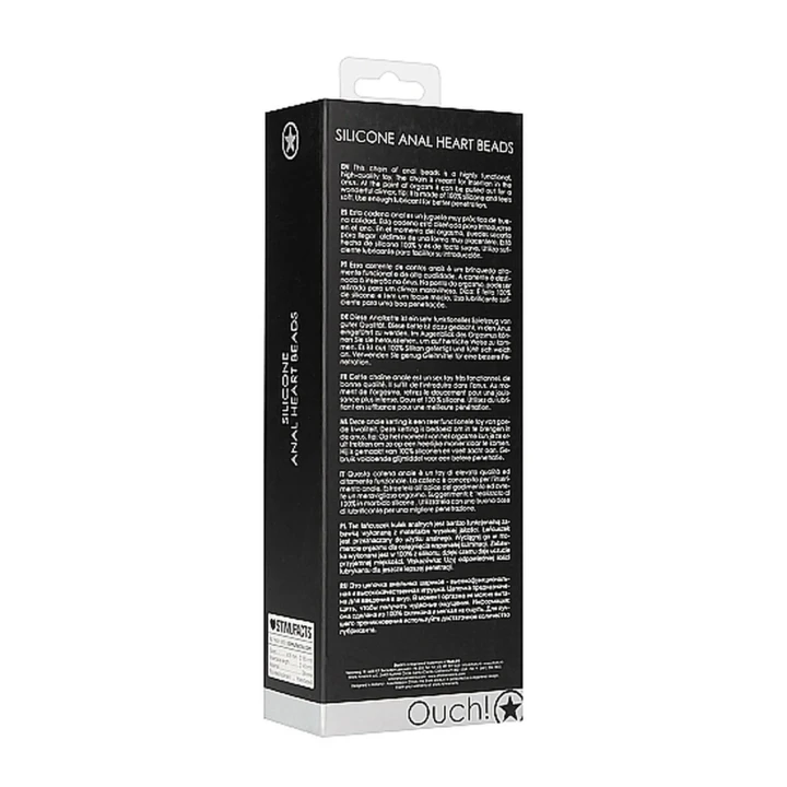 Zabawka analna z sercem - kulki do stymulacji - silikonowe, czarne, 18,5 cm