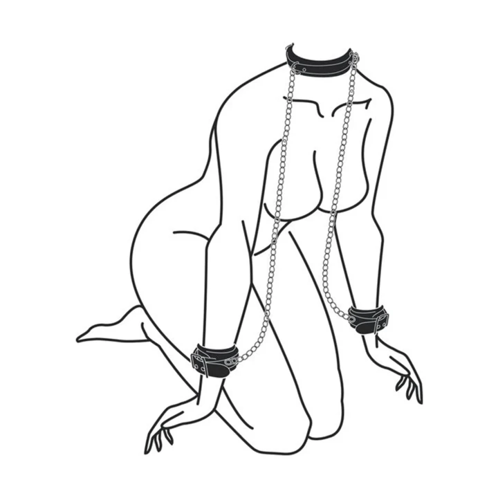 Obroża BDSM z kajdankami z bondowanej skóry, regulowane zapięcie, elegancka konstrukcja