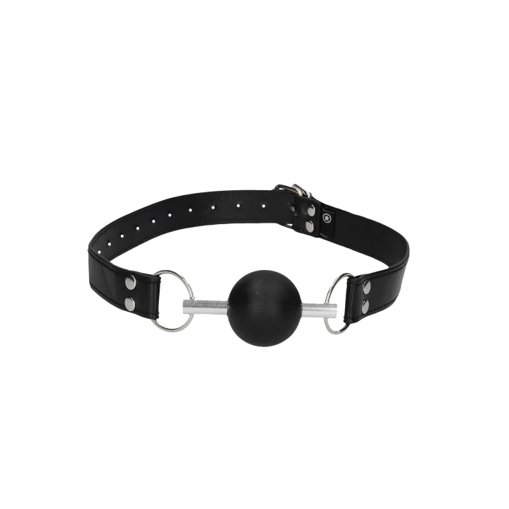 Knebel gumowy z paskami skórzanymi - solidny balon z regulacją rozmiaru