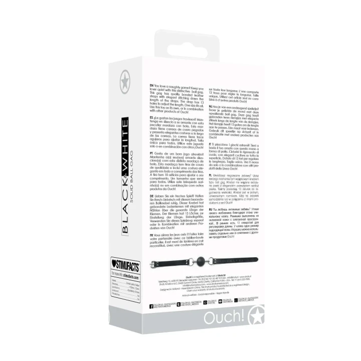 Knebel gumowy z paskami skórzanymi - solidny balon z regulacją rozmiaru