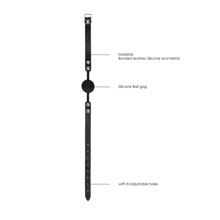 Knebel silikonowy typu ball gag z regulowanymi skórzanymi paskami dla maksymalnego komfortu