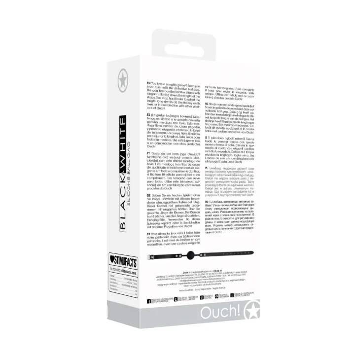 Knebel silikonowy typu ball gag z regulowanymi skórzanymi paskami dla maksymalnego komfortu