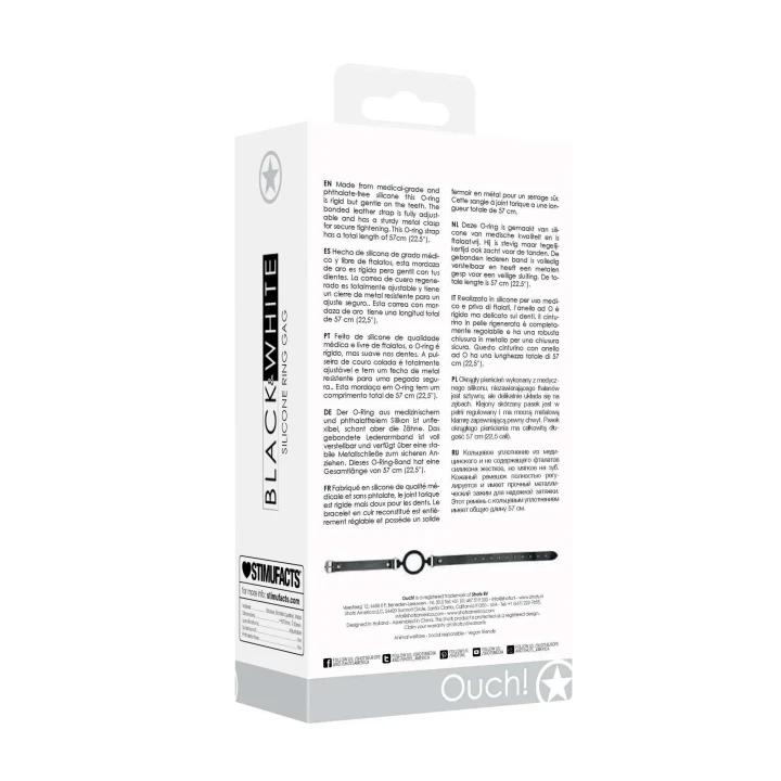 Knebel silikonowy z regulowanymi paskami z bonded leather - komfortowy i bezpieczny