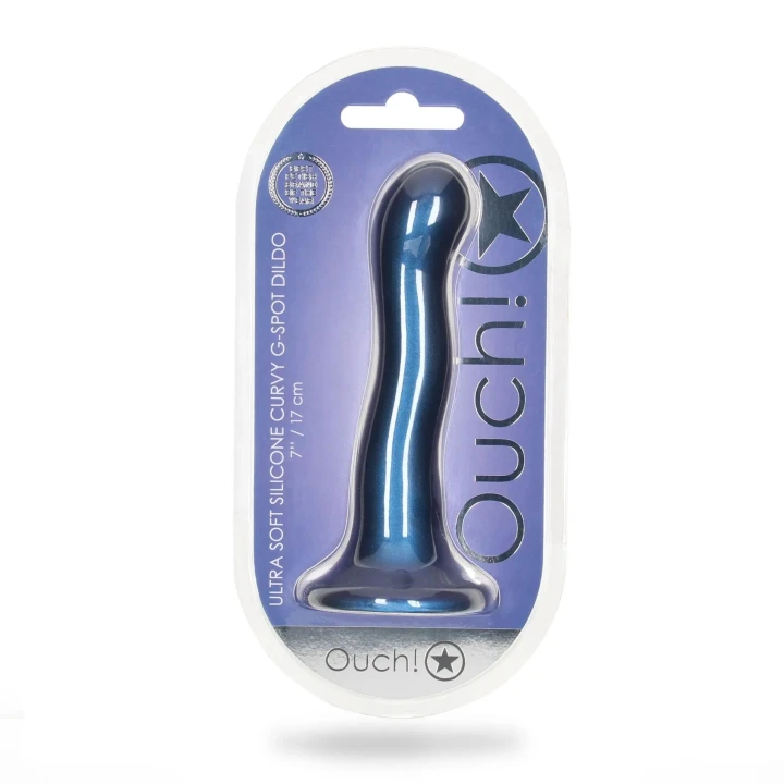 Zakrzywione dildo G-Spot z ultra miękkiego silikonu, 7'' (17 cm) z przyssawką