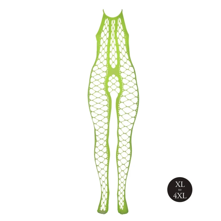 Bodystocking halterneck w rozmiarze XL/XXXXL w neonowych kolorach - bielizna erotyczna