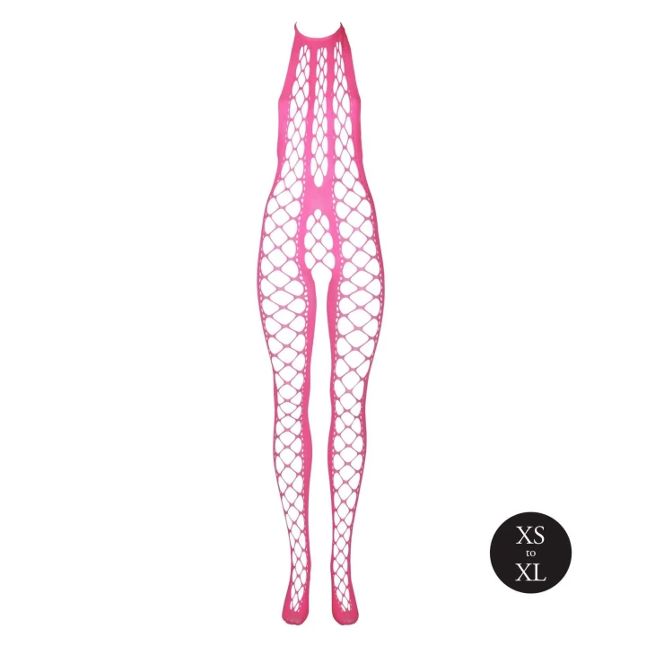 Bodystocking halterneck w kolorze neonowego różu, rozmiar XS/XL, elastyczny i wygodny