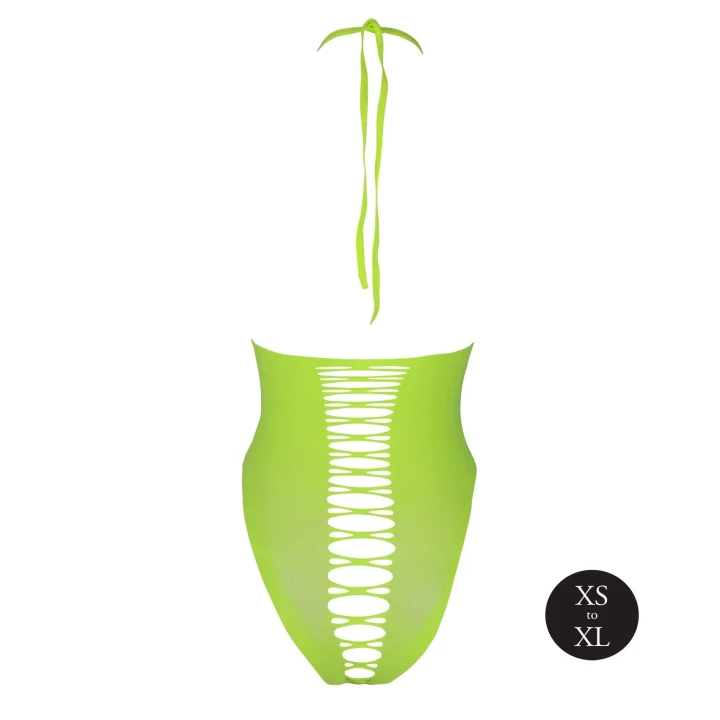 Body wysoki krój - Neonowa zieleń - Rozmiar XS/XL z otwartym krokiem