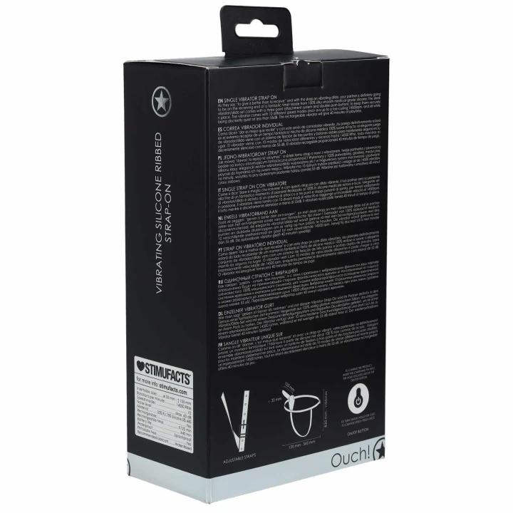 Wibrator strap-on do intymnych zabaw, 10 prędkości, regulowany, silikonowy, czarny