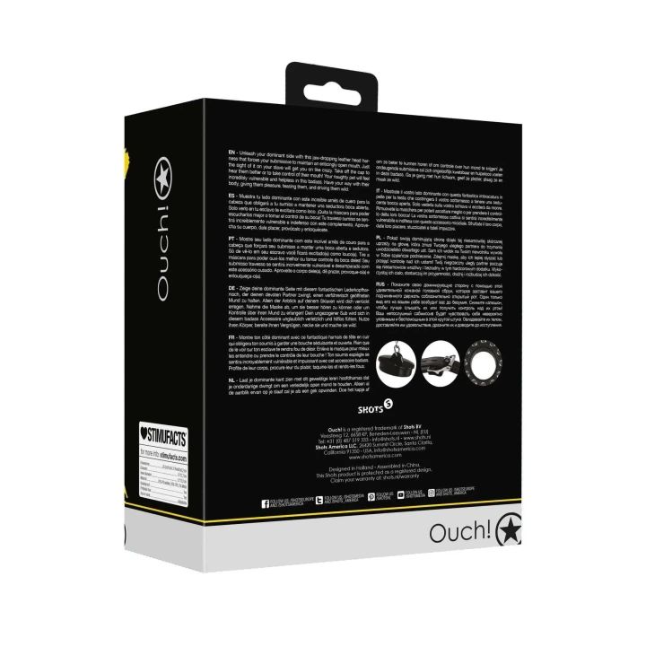 Uprząż na głowę z gagowym mechanizmem odpinania i regulacją, skórzana, czarna