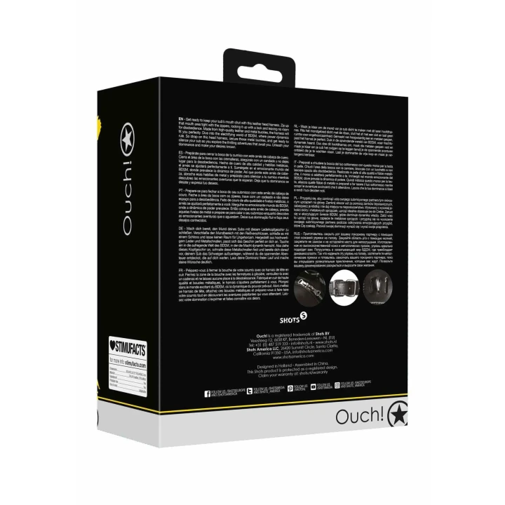 Uprząż głowy z zamkiem błyskawicznym i blokadą - skórzana, czarna, regulowana