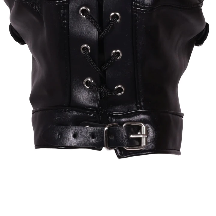 Maseczka na oczy z oddychającym kneblem kulkowym - czarna, z regulowanym rozmiarem