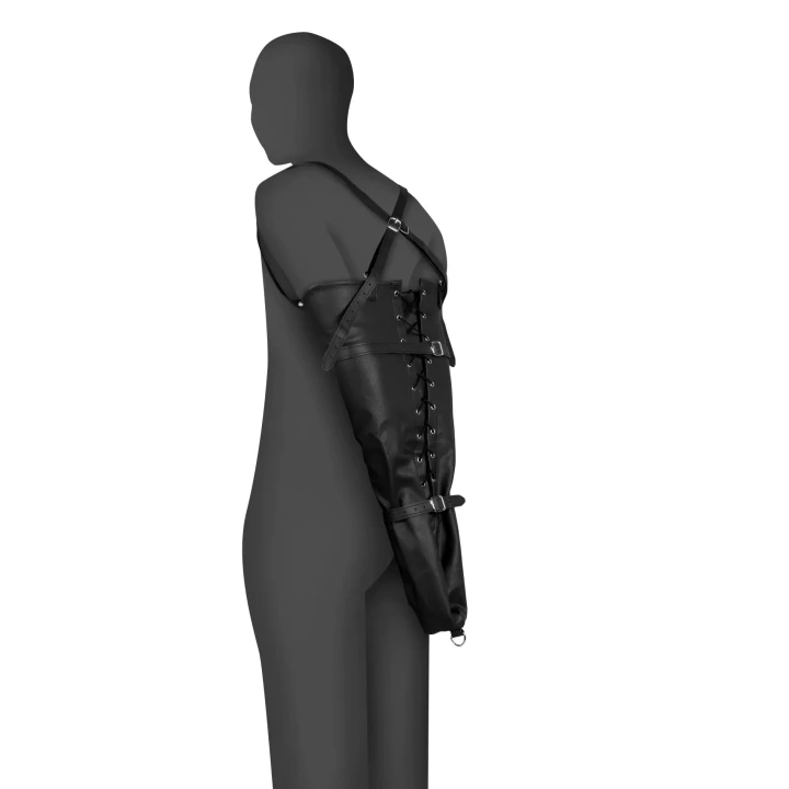 Pełnoskrzydłowy pas do unieruchamiania rąk - Skórzany, regulowany, czarny