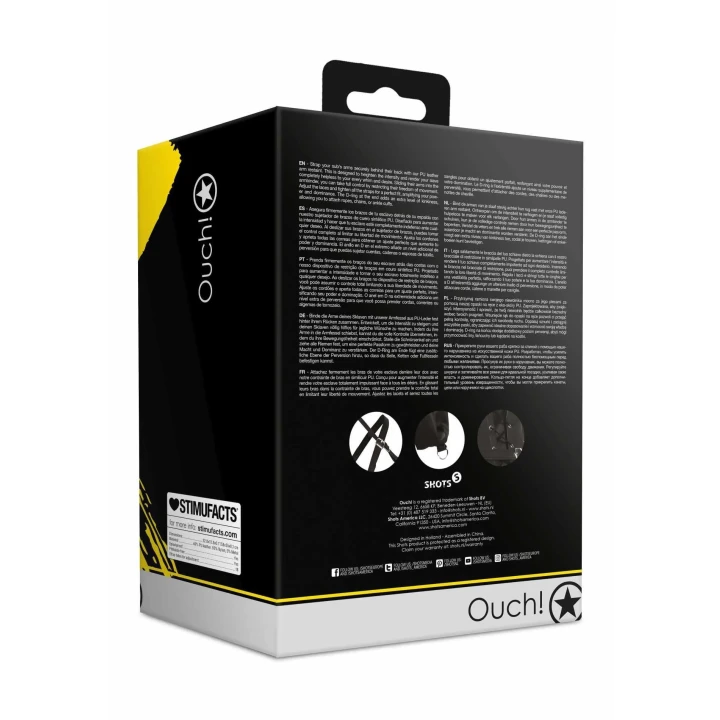 Pełnoskrzydłowy pas do unieruchamiania rąk - Skórzany, regulowany, czarny