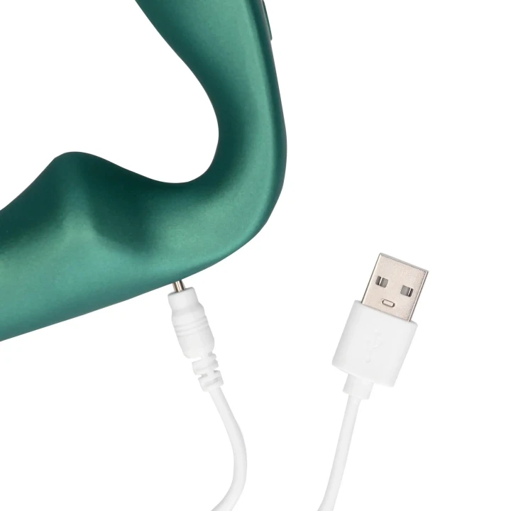 Masażer prostaty zdalnie sterowany, wibrujący, metaliczno-zielony, ergonomiczny