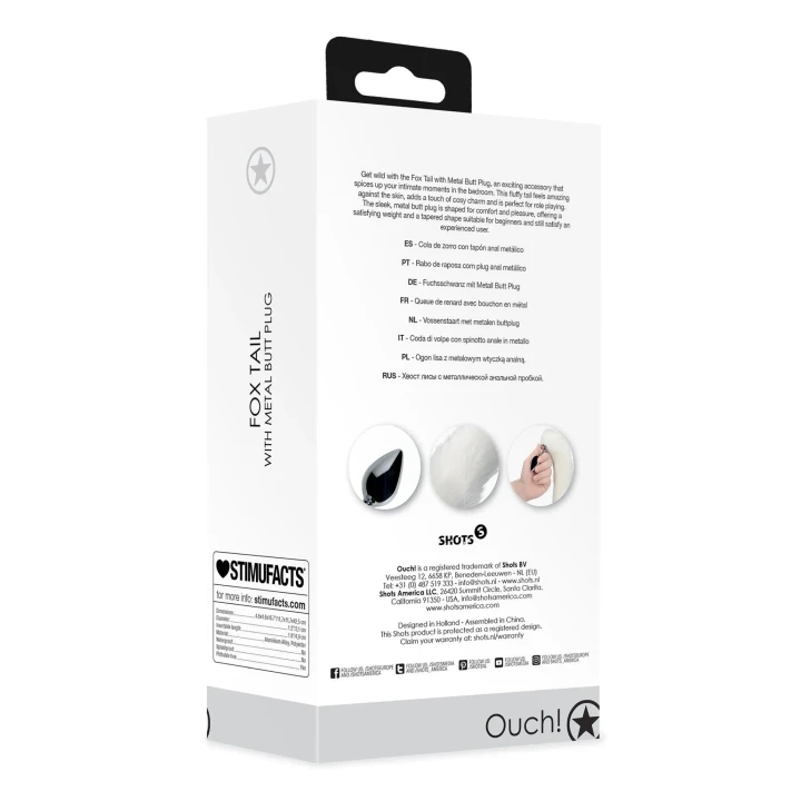 Ogonek lisicy z metalowym korkiem analnym – akcesorium do zabaw w odgrywaniu ról