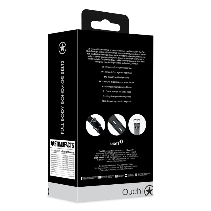 Zestaw Pasów do Skrępowania Całego Ciała z Regulacją - Skóra PU i Metal