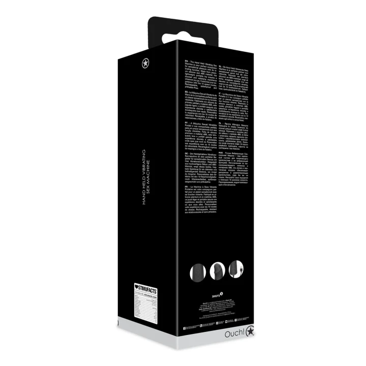 Wibrująca Ręczna Maszyna Seksualna - Czarna, 10 Trybów Wibracji, USB, Odporna na Zachlapania