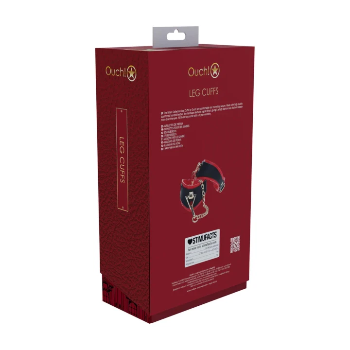 Kajdanki bondage z kolekcji Milan - Czarne/Czerwone ze skóry wysokiej jakości