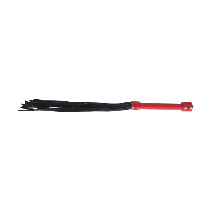 Flogger BDSM z kolekcji Milan - elegancki czarno-czerwony, bonded leather