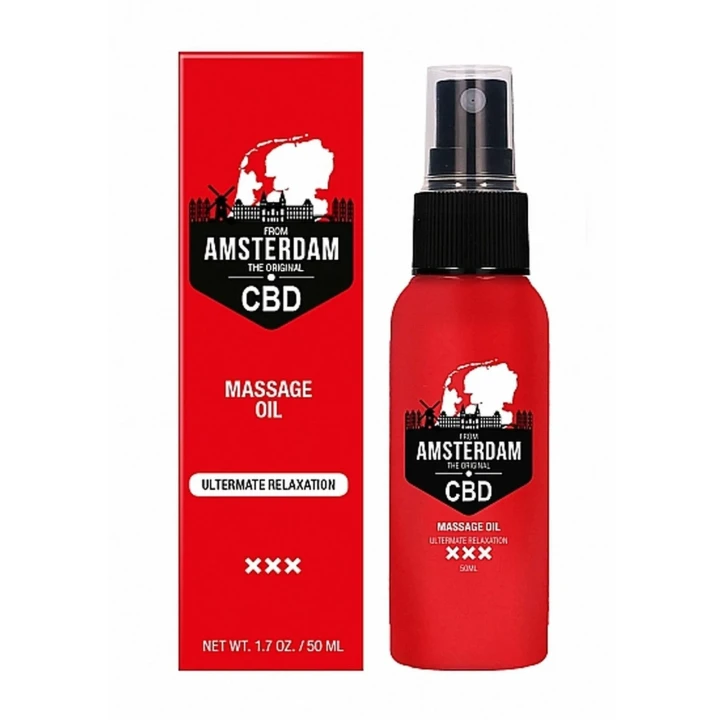 Olejek do masażu CBD z Amsterdamu - 50 ml, nawilżający i relaksujący, naturalny skład