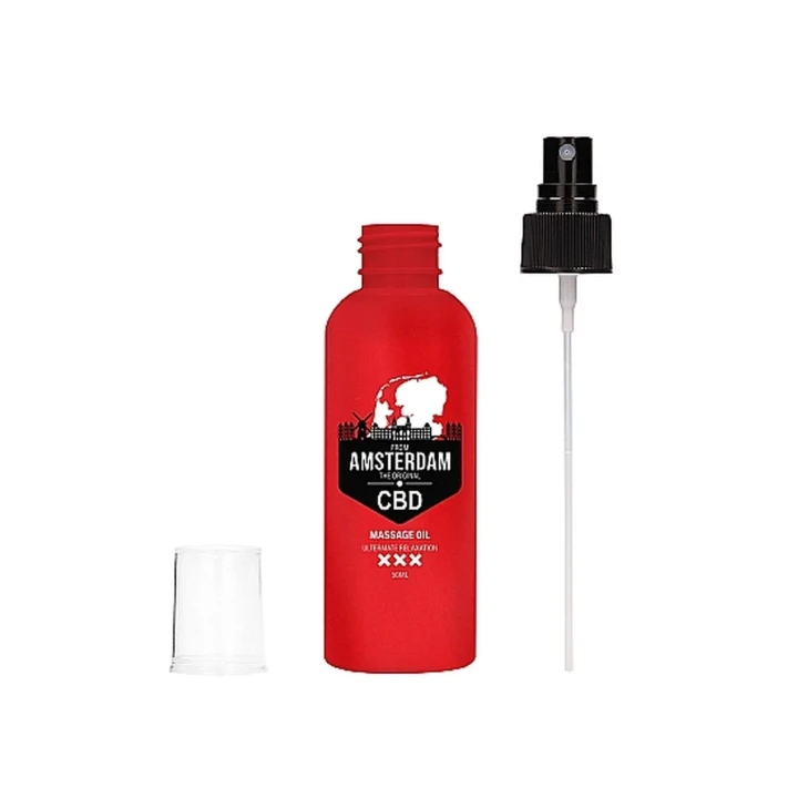 Olejek do masażu CBD z Amsterdamu - 50 ml, nawilżający i relaksujący, naturalny skład