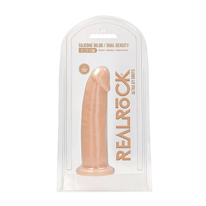 Dildo silikonowe bez kulek, 22,8 cm, realistyczne, termoelastyczne, kolor cielisty