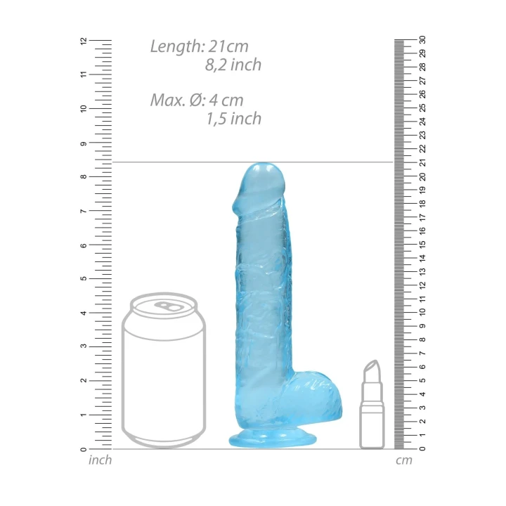 Realistyczne dildo z jądrami, długość 21 cm, technologia REALROCK, przyssawka