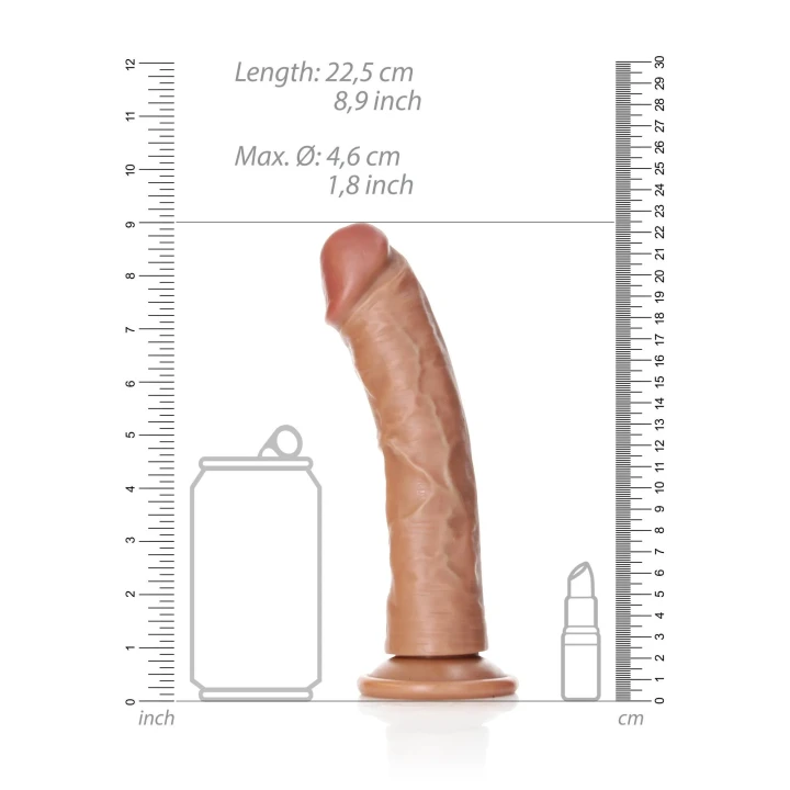 Zakrzewione dildo realistyczne z przyssawką, 20,5 cm, wodoodporne, bez ftalanów