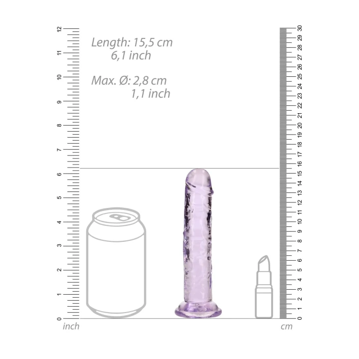 Realistyczne dildo straight z przyssawką, 6'' (15,5 cm), materiał TPE, wodoodporne.