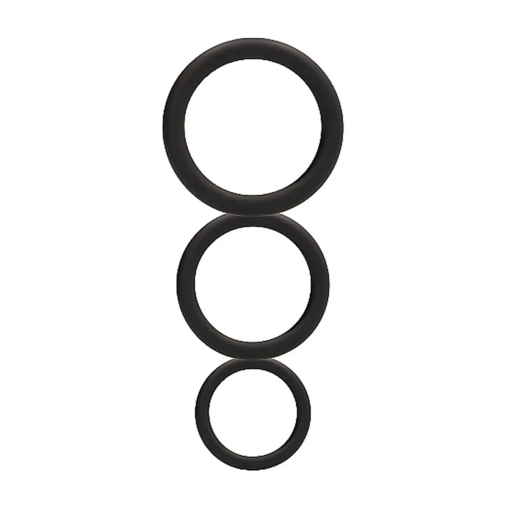 Zestaw pierścieni erekcyjnych w kolorze czarnym - 3 rozmiary dla maksymalnej przyjemności