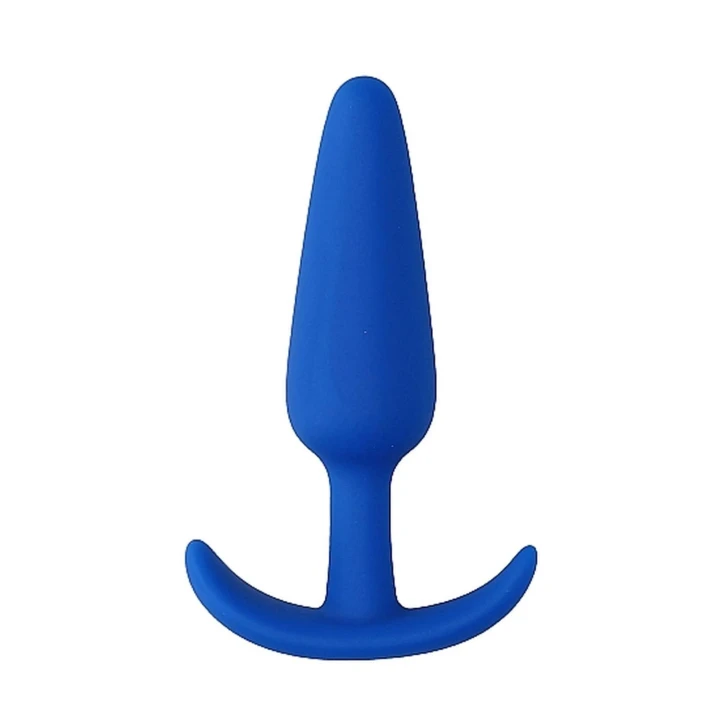 Stymulator analny Slim Butt Plug w kolorze niebieskim, stożkowy, 7,5 cm, medyczny silikon