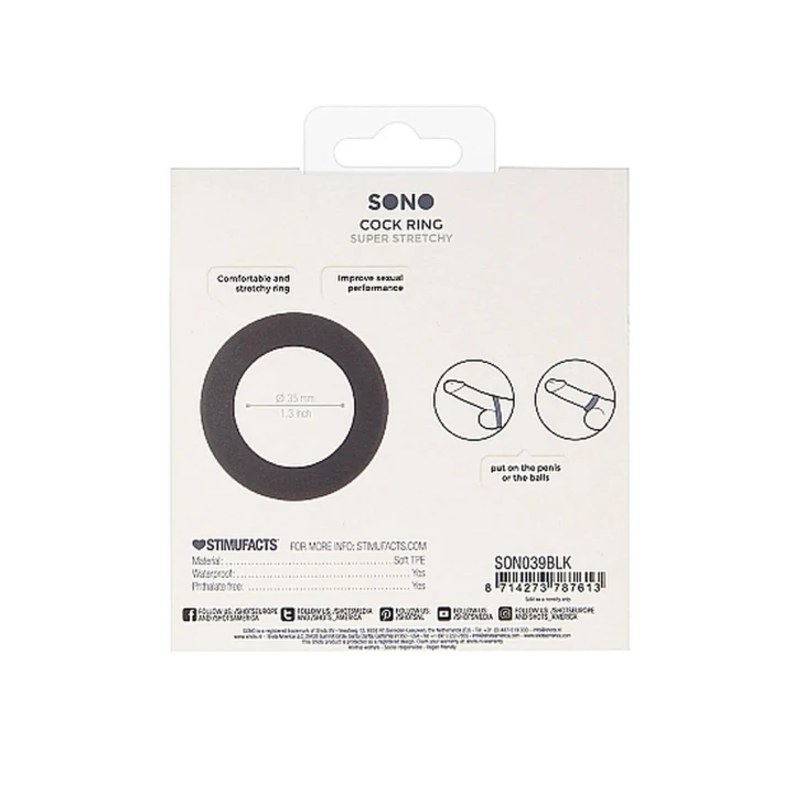 Pierścień erekcyjny No.39 - Czarny - TPE, wodoodporny, komfortowy, 5,5 cm średnicy
