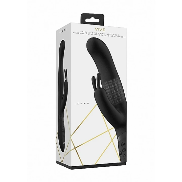 Wibrator ładowany Izara z obrotowymi kulkami, 10 funkcji, czarny, wodoodporny