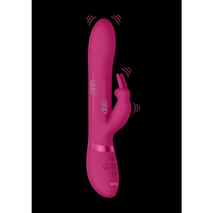 Stymulator dla kobiet z trójfunkcyjnym wibratorem króliczkiem, różowy, medyczny silikon