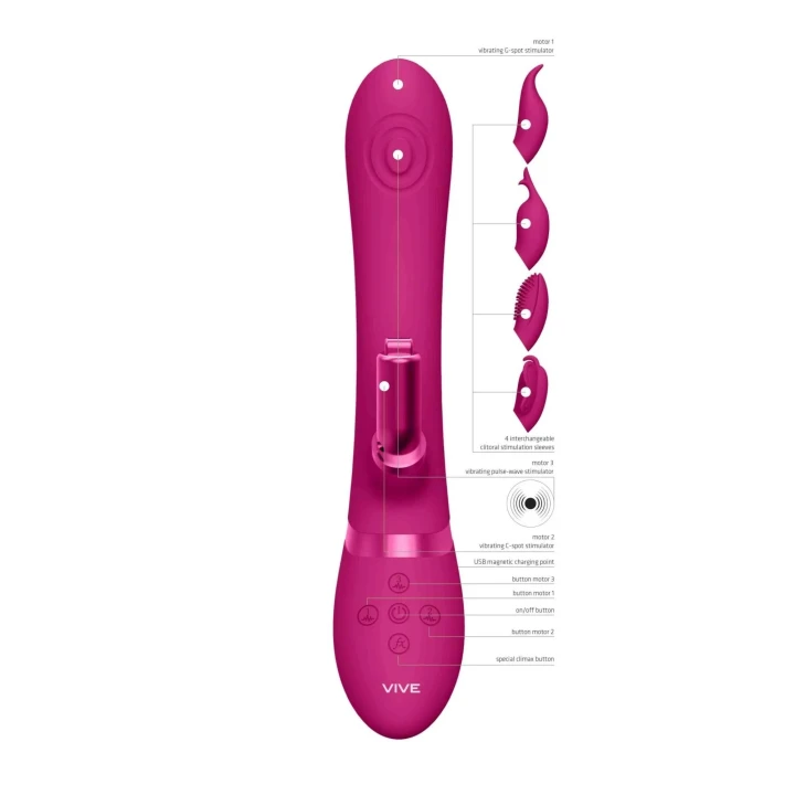 Wibrator Etsu - różowy, wodoodporny, z 10 funkcjami wibracji i akumulatorem USB