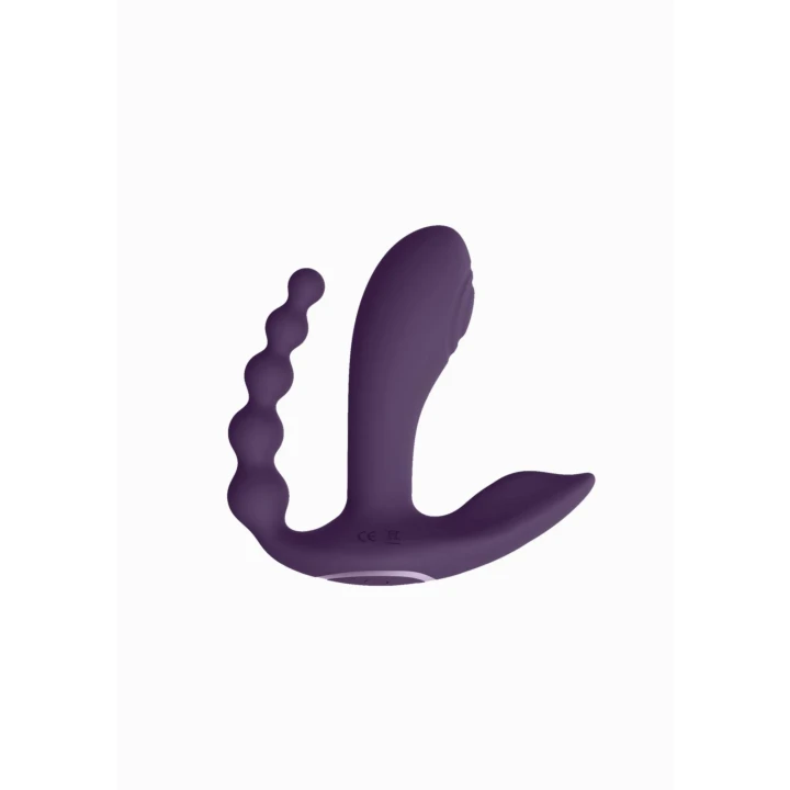 Wibrator w kształcie gruszki z trzymotorową stymulacją - Kolor purpurowy