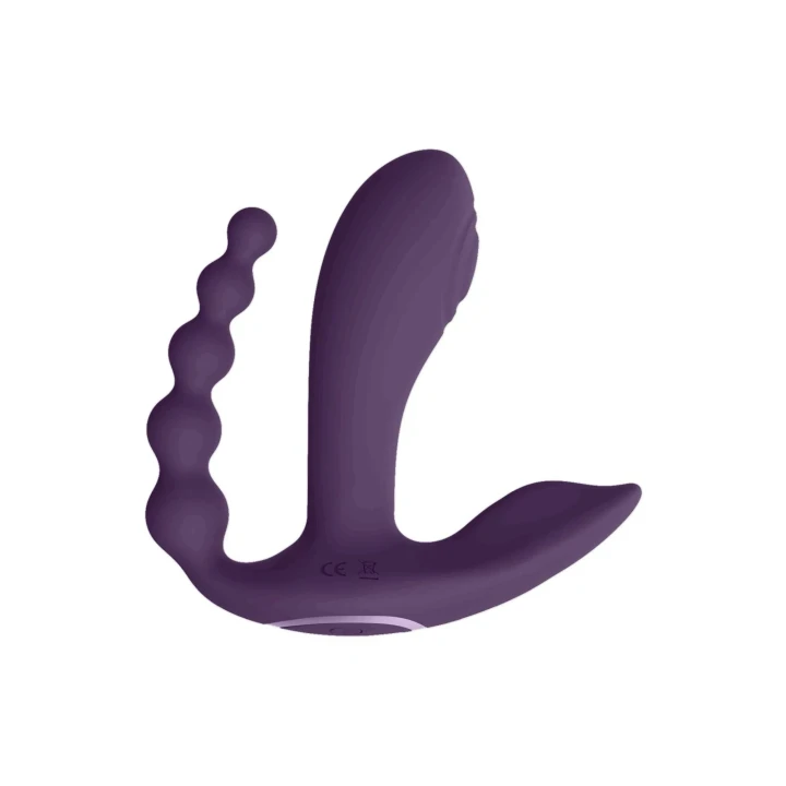 Wibrator w kształcie gruszki z trzymotorową stymulacją - Kolor purpurowy
